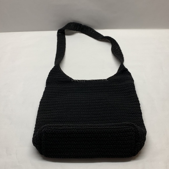 Black crocheted shoulder bag purse - Picture 6 of 11